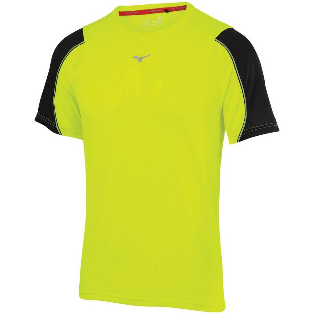 Mens Mizuno Alpha Vent Running T-Shirts Yellow/Black Philippines (GFVWTR760)